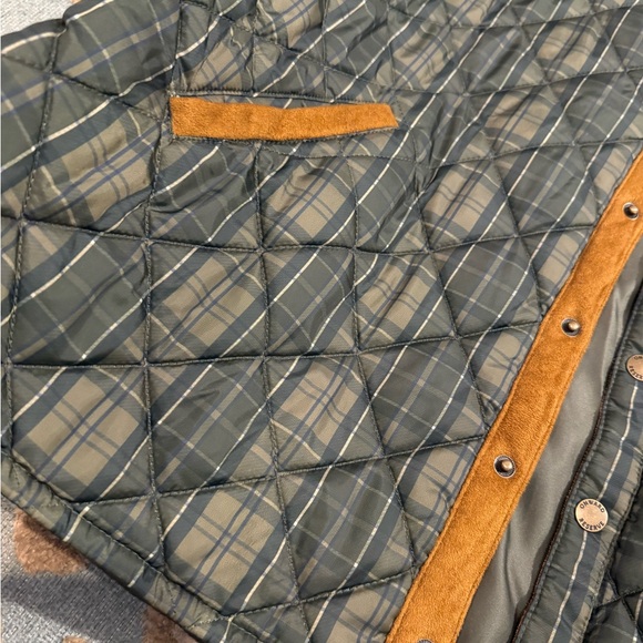 Plaid Quilted Vest with Suede Accents - Picture 7 of 11